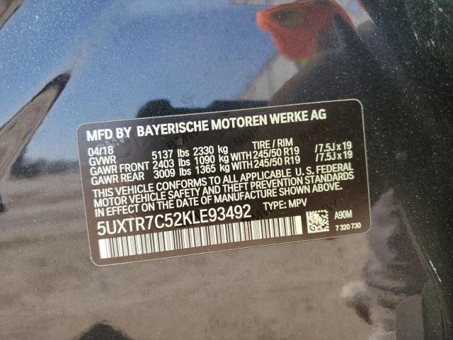 5UXTR7C52KLE93492 2019 BMW X3, photo no. 13