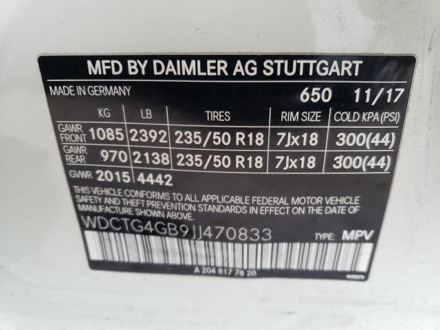 VIN WDCTG4GB9JJ470833 2018 Mercedes-Benz GLA-Class,... no.12