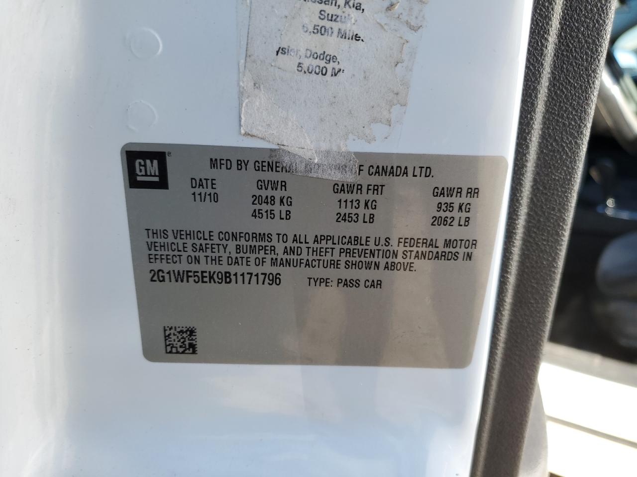 2G1WF5EK9B1171796 2011 Chevrolet Impala Ls