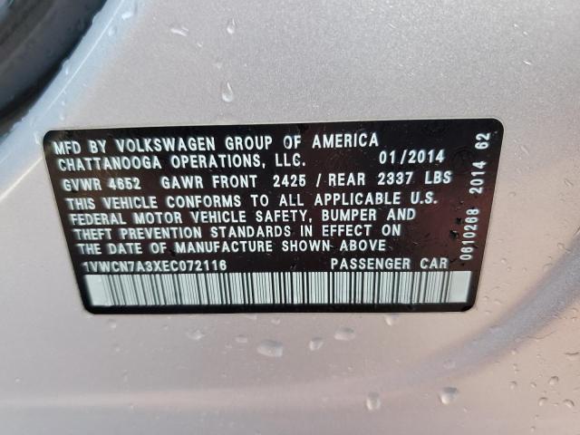 1VWCN7A3XEC072116 2014 Volkswagen Passat Sel