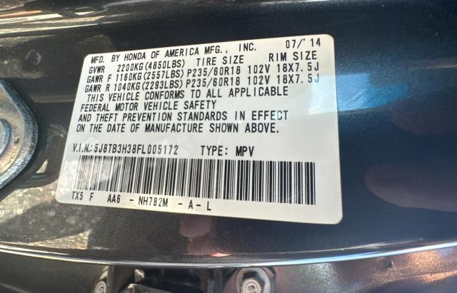 2015 Acura Rdx VIN: 5J8TB3H38FL005172 Lot: 45167614