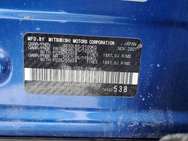 2022 MITSUBISHI ECLIPSE CR JA4ATVAA9NZ612632