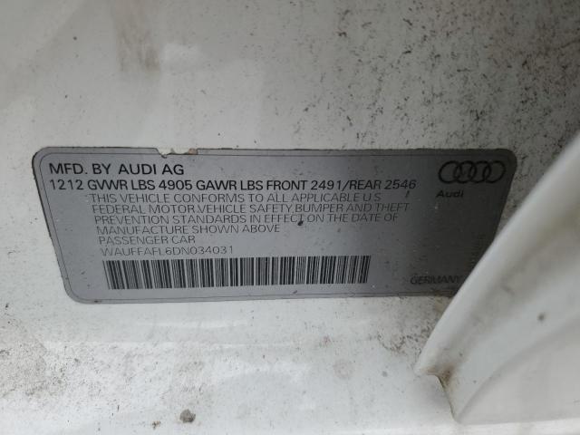 2013 Audi A4 Premium Plus VIN: WAUFFAFL6DN034031 Lot: 40273684
