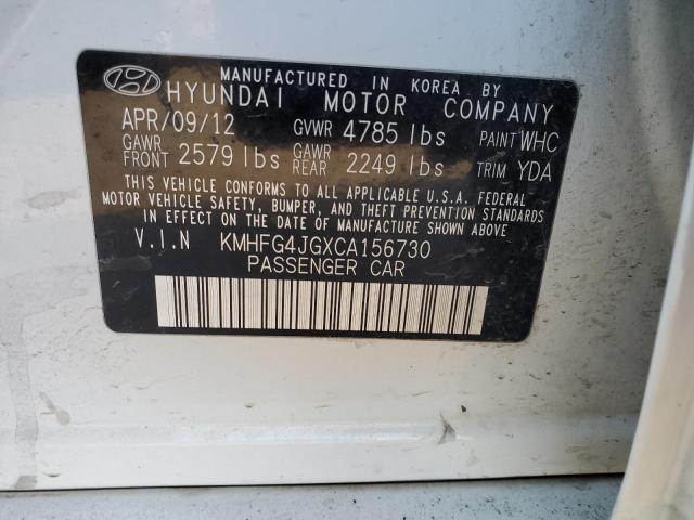 2012 Hyundai Azera Gls VIN: KMHFG4JGXCA156730 Lot: 42124814