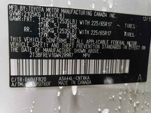 2016 TOYOTA RAV4 LE 2T3BFREV1GW428987