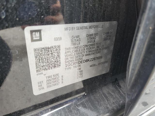 2019 CHEVROLET SILVERADO2 1GCRYDED8KZ287699