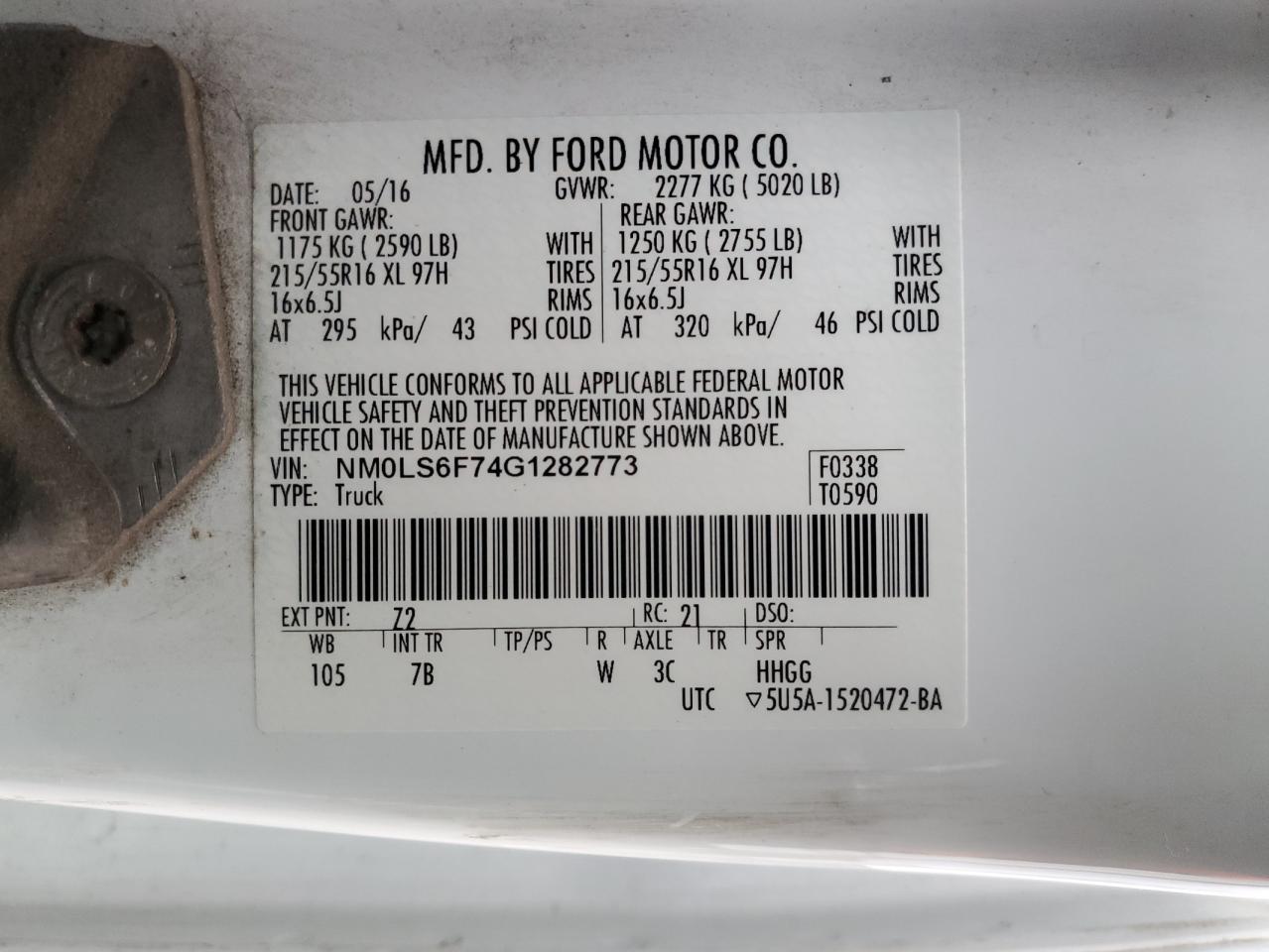 NM0LS6F74G1282773 2016 Ford Transit Connect Xlt