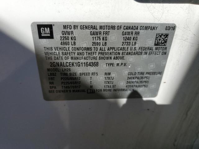 2016 CHEVROLET EQUINOX LT 2GNALCEK1G1164368