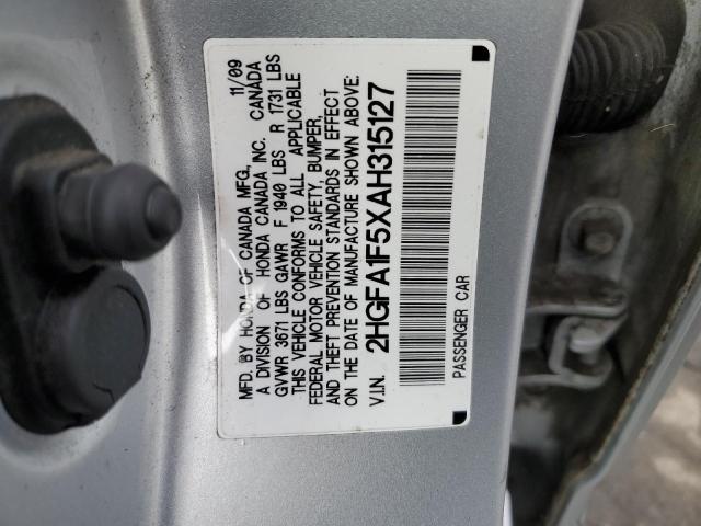 VIN KNDJ53AU6R7225973 2010 HONDA CIVIC no.12