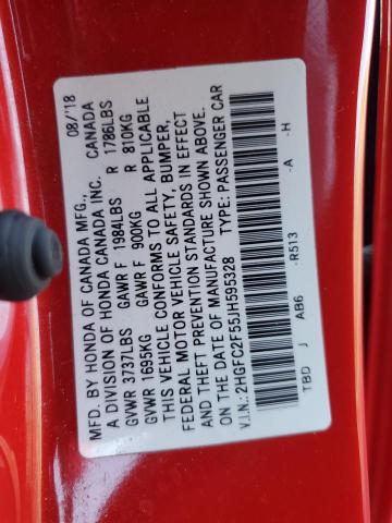 2018 HONDA CIVIC LX 2HGFC2F55JH595328
