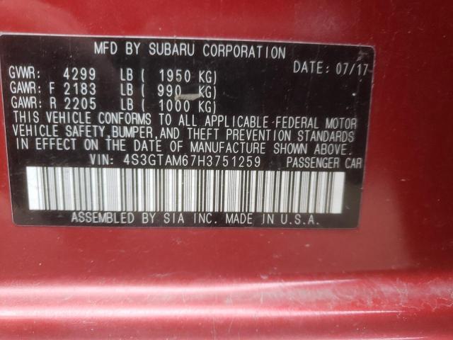 2017 SUBARU IMPREZA SP 4S3GTAM67H3751259