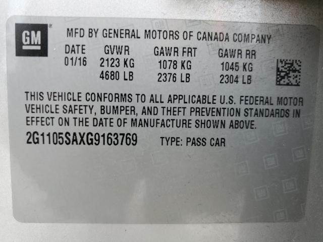 2016 CHEVROLET IMPALA LT 2G1105SAXG9163769