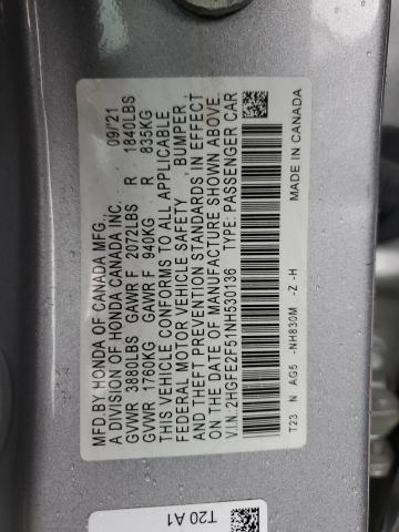 2022 HONDA CIVIC SPOR - 2HGFE2F51NH530136