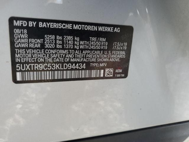 2019 BMW X3 Xdrive3 2.0L(VIN: 5UXTR9C53KLD94434