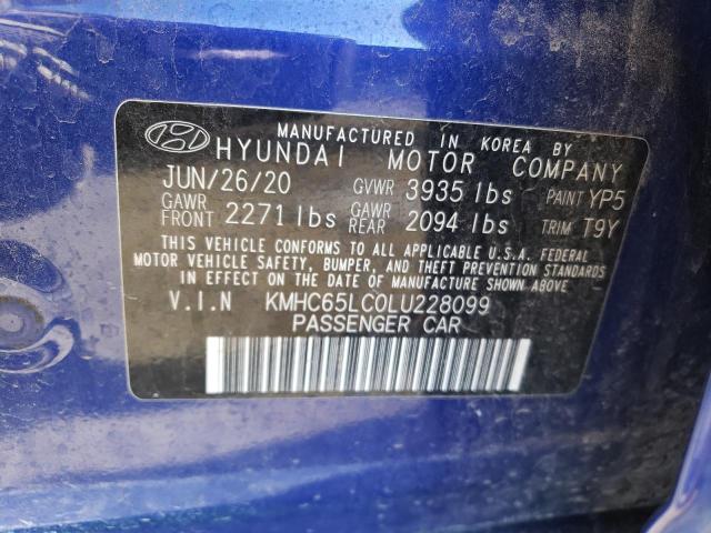 2020 HYUNDAI IONIQ BLUE - KMHC65LC0LU228099