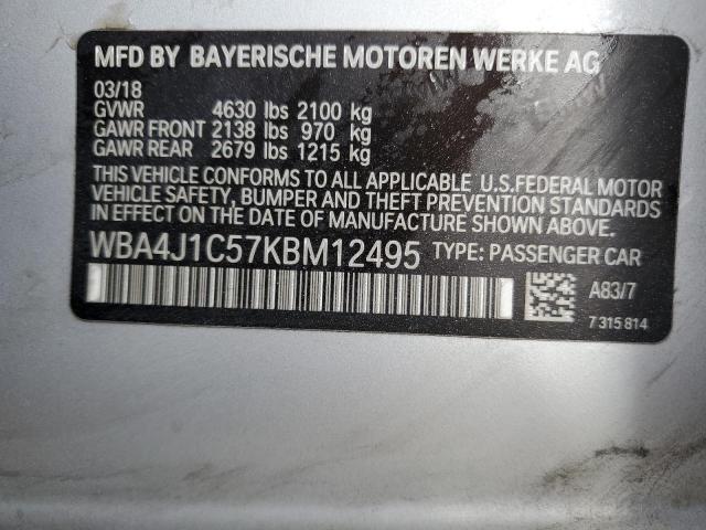 2019 BMW 430I GRAN - WBA4J1C57KBM12495