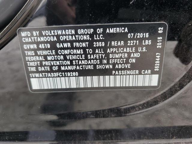 2015 VOLKSWAGEN PASSAT S 1VWAT7A33FC119260