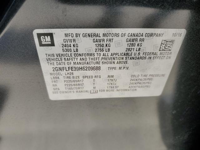 2017 CHEVROLET EQUINOX LT 2GNFLFE39H6209688