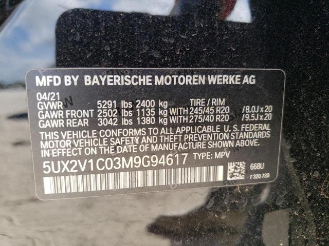 2021 BMW X4 xDrive30I VIN: 5UX2V1C03M9G94617 Lot: 44366654