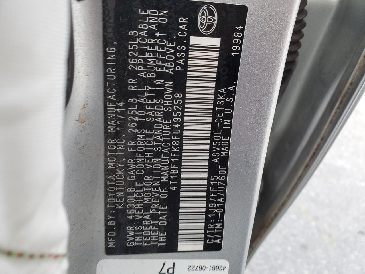 4T1BF1FK8FU495258 2015 Toyota Camry Le