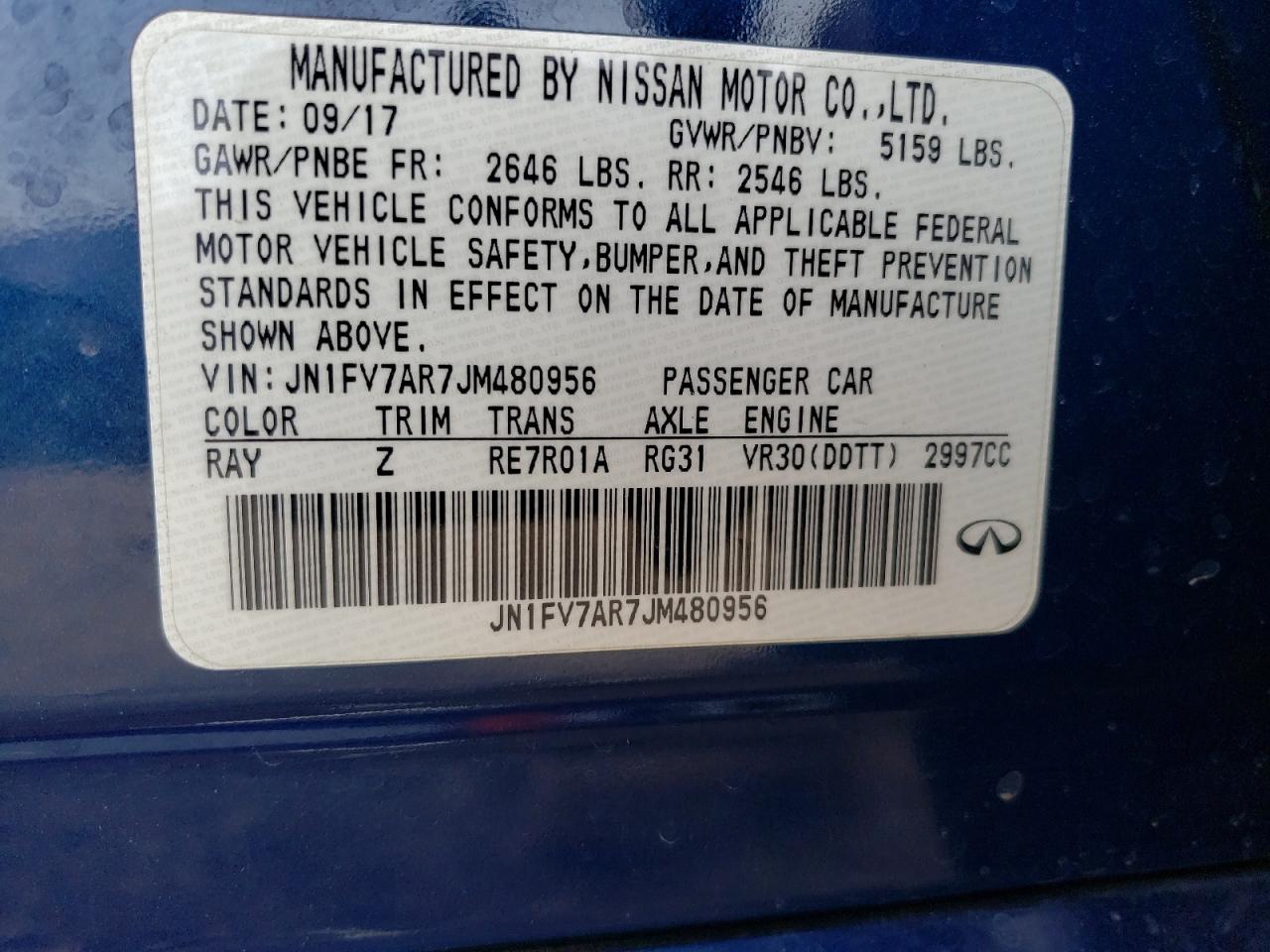 JN1FV7AR7JM480956 2018 Infiniti Q50 Red Sport 400