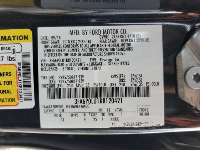 3FA6P0LU1KR120421 2019 FORD FUSION - Image 12