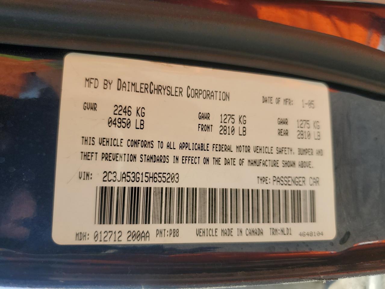 2C3JA53G15H655203 2005 Chrysler 300 Touring