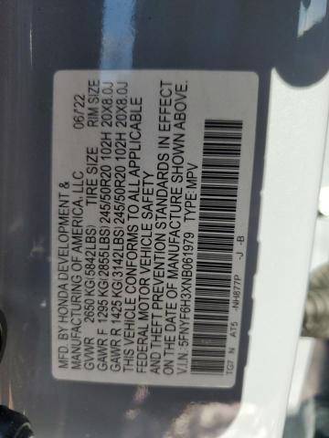 2022 HONDA PILOT SPOR - 5FNYF6H3XNB061979