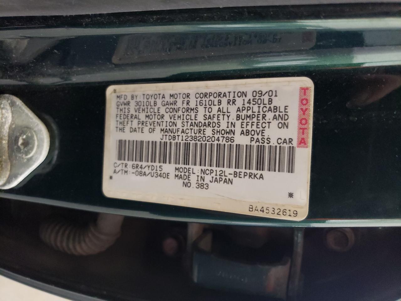 JTDBT123820204786 2002 Toyota Echo