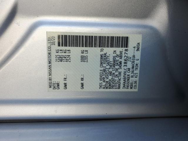 2020 NISSAN MAXIMA PLA 1N4AA6FVXLC386278