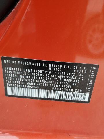 2019 VOLKSWAGEN JETTA SEL 3VWE57BU4KM029451