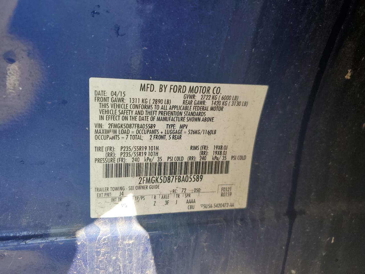 Lot #2733069519 2016 FORD FLEX LIMIT