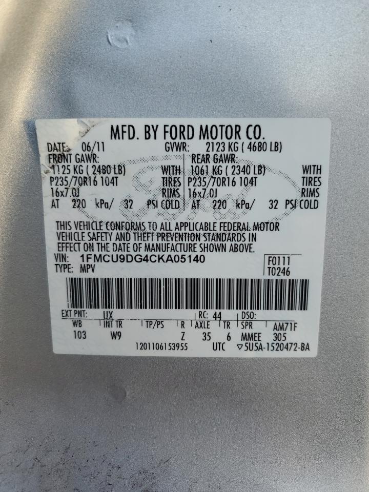 1FMCU9DG4CKA05140 2012 Ford Escape Xlt