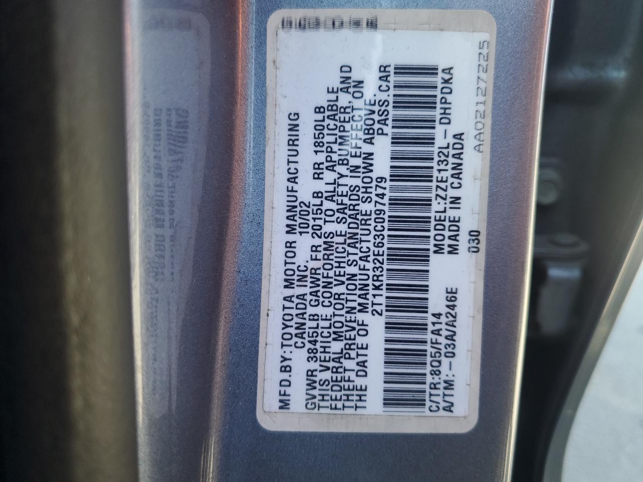 2T1KR32E63C097479 2003 Toyota Corolla Matrix Xr