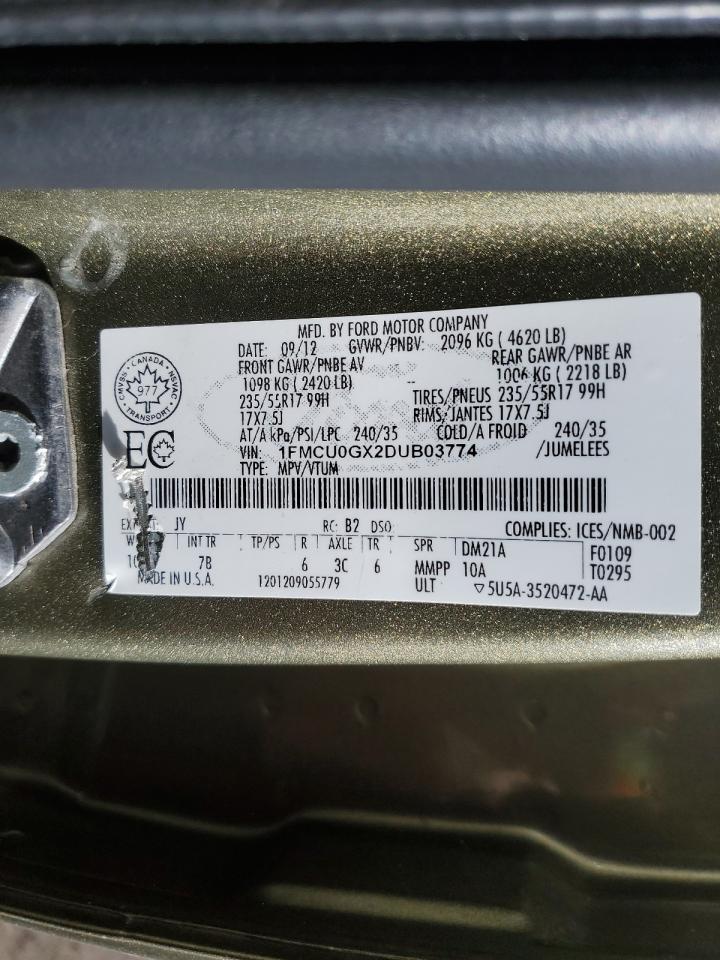 1FMCU0GX2DUB03774 2013 Ford Escape Se