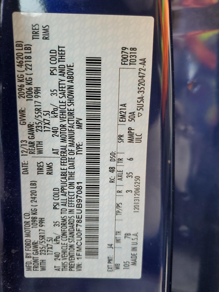 1FMCU0F78EUB97081 2014 Ford Escape S