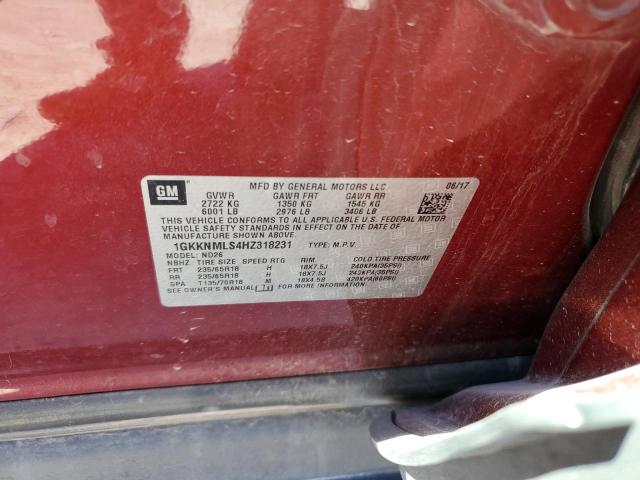 2017 GMC ACADIA SLT 1GKKNMLS4HZ318231
