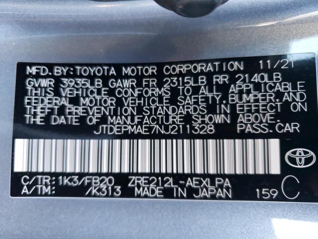 2022 TOYOTA COROLLA LE JTDEPMAE7NJ211328