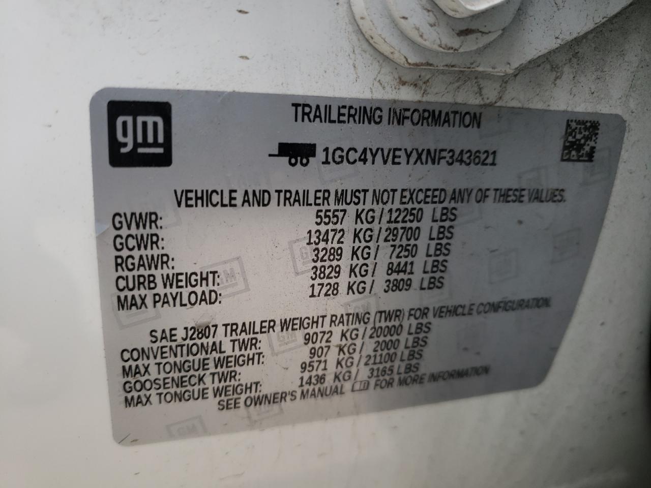 1GC4YVEYXNF343621 2022 Chevrolet Silverado K3500 High Country