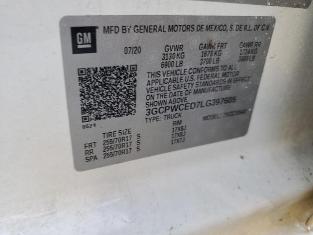 2020 CHEVROLET SILVERADO 3GCPWCED7LG397605