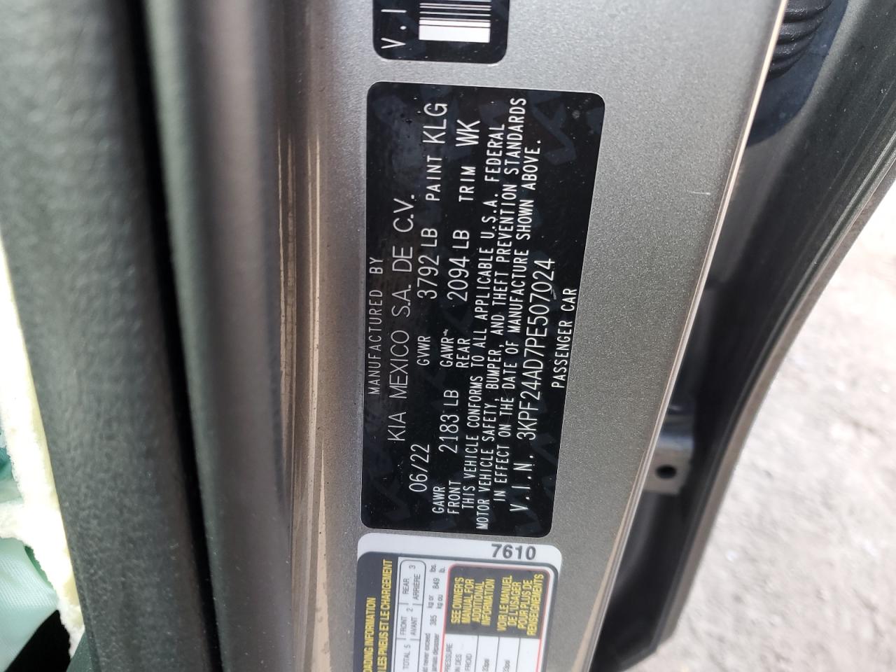 3KPF24AD7PE507024 2023 Kia Forte Lx