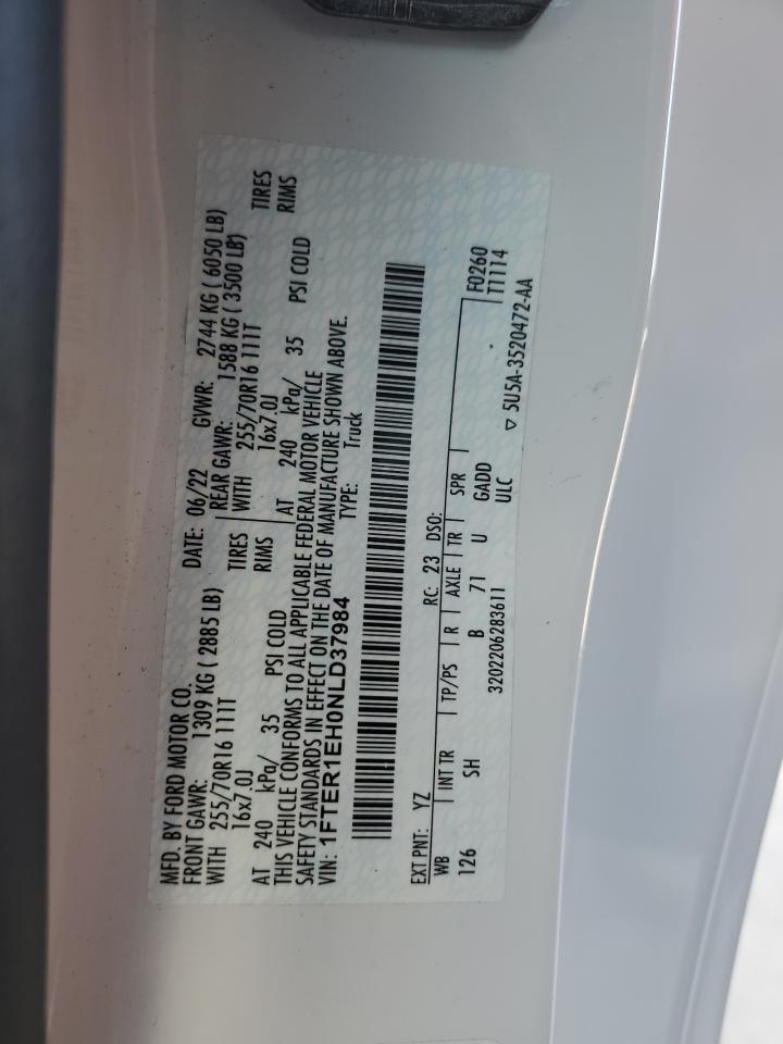 VIN: 1FTER1EH0NLD37984 2022 FORD RANGER