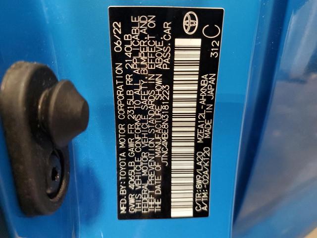 2022 TOYOTA COROLLA XS JTNC4MBE8N3181223