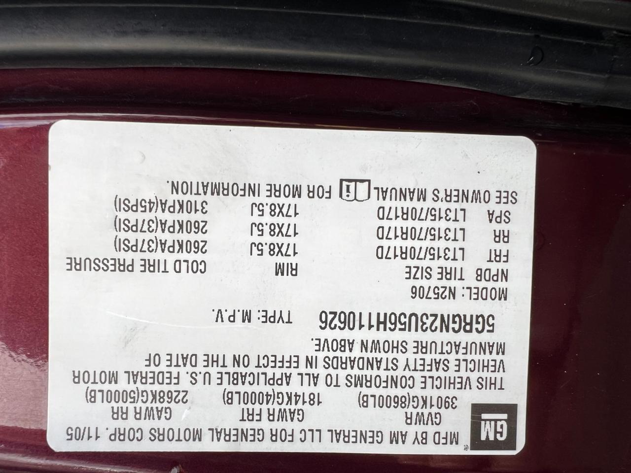 5GRGN23U56H110626 2006 Hummer H2