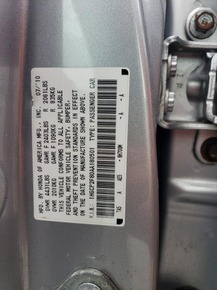 1HGCP2F80AA180501 2010 Honda Accord Exl