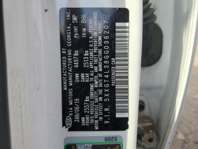 2016 Kia Optima Lx VIN: 5XXGT4L38GG036207 Lot: 44851374