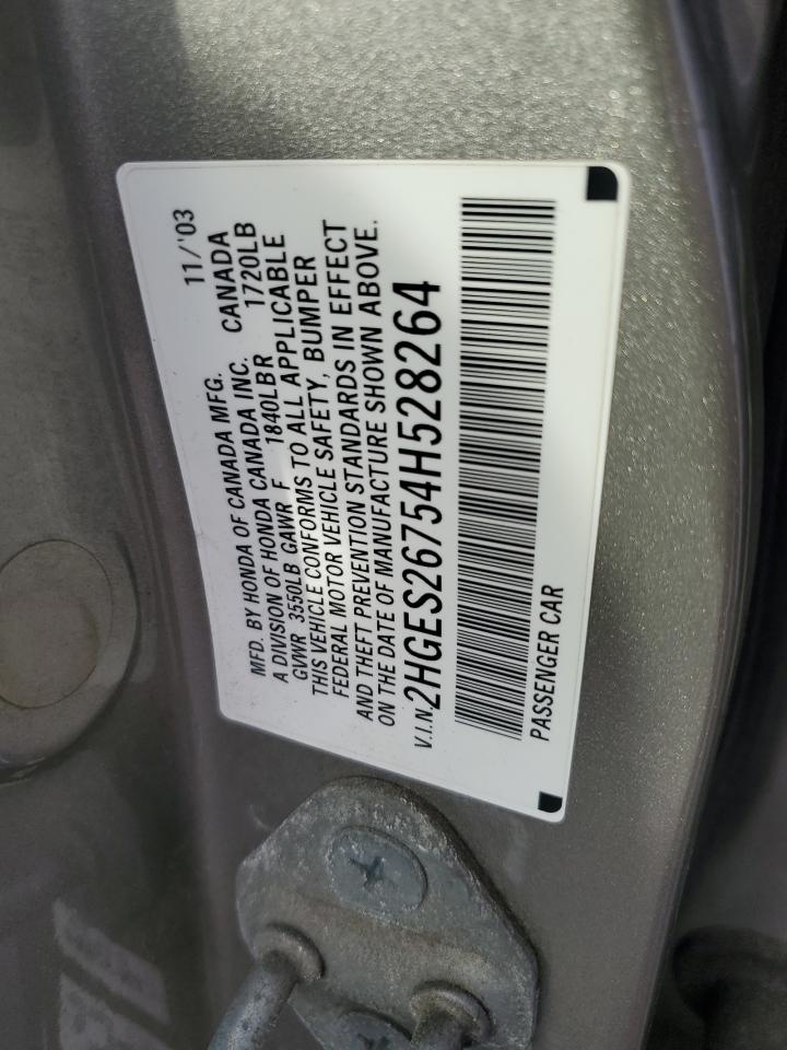 2HGES26754H528264 2004 Honda Civic Ex