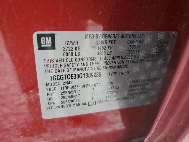 2016 CHEVROLET COLORADO L 1GCGTCE30G1389236