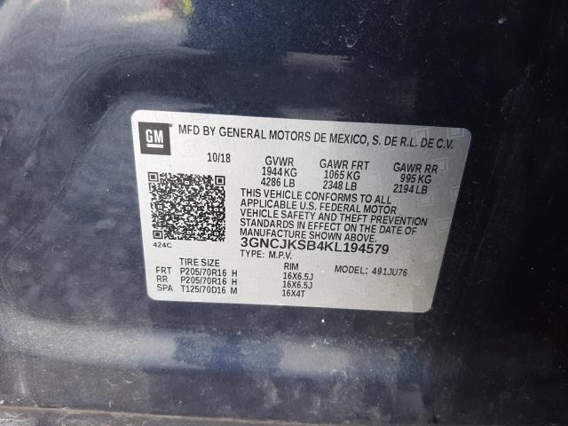 2019 CHEVROLET TRAX LS 3GNCJKSB4KL194579