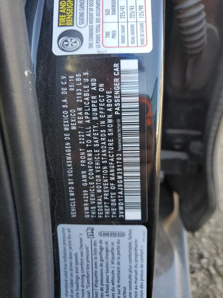 3VWD17AJ9GM391703 2016 Volkswagen Jetta Sport